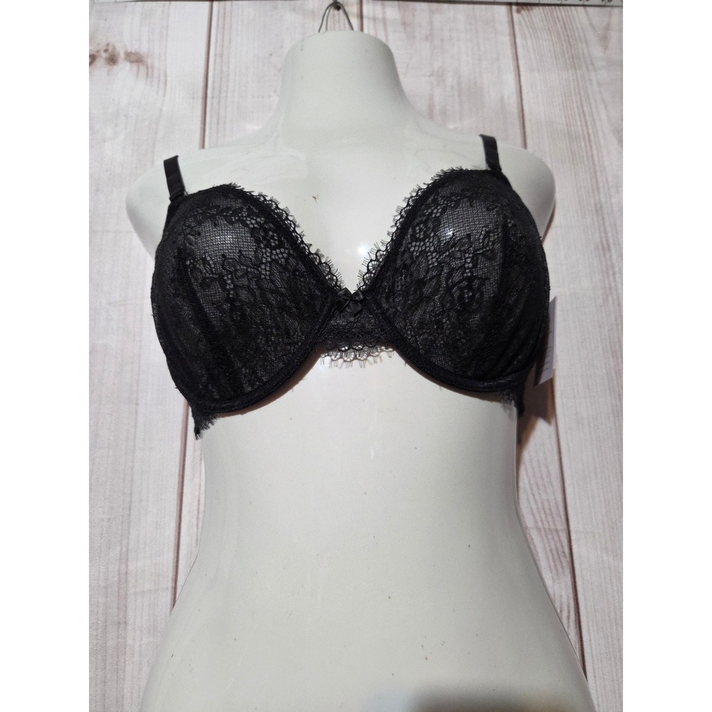 Auden Womens 36D Black‎ Lace Unlined Comfort Wire Demi Coverage Bra NEW